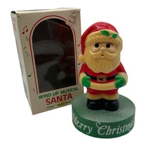 VTG 1981 Yuletide Enterprises Plastic Wind Up Musical Santa Figurine‎ Christmas